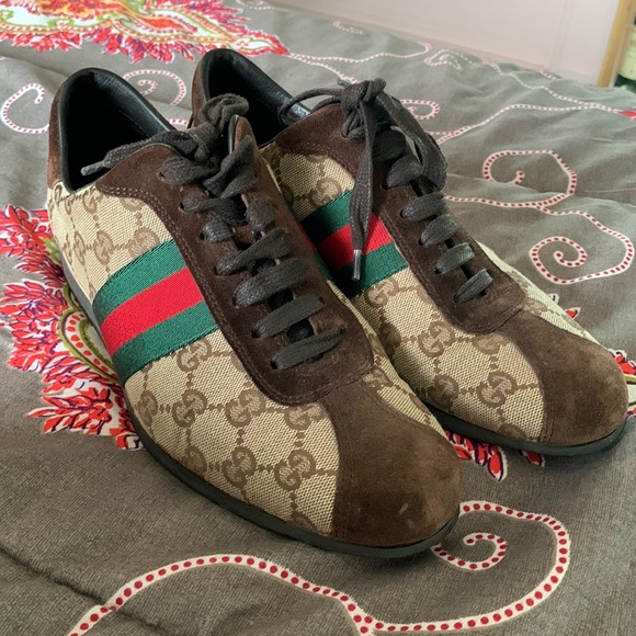 Gucci Brown and Green Sneakers - Picture 1 of 5